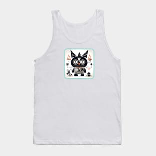 Tribal Robot Cat 2 Tank Top